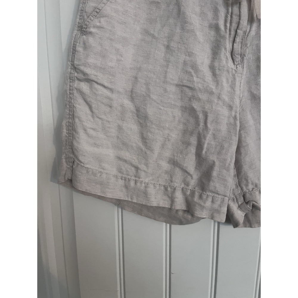 TALBOTS Womens 4 SHORTS Beige LINEN Drawstring Irish Linen 474 - Picture 3 of 6